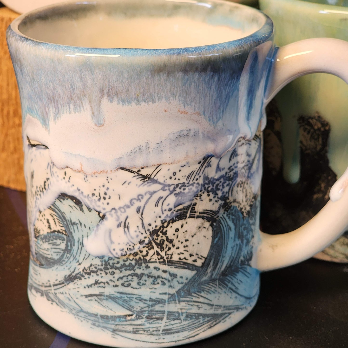 Stormy Seas Mug: Made by Alex Shaffer, local artist, handmade in Roberts Creek