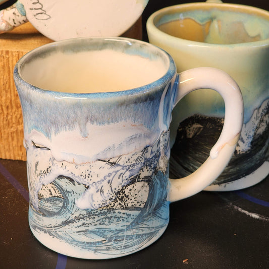 Stormy Seas Mug: Made by Alex Shaffer, local artist, handmade in Roberts Creek