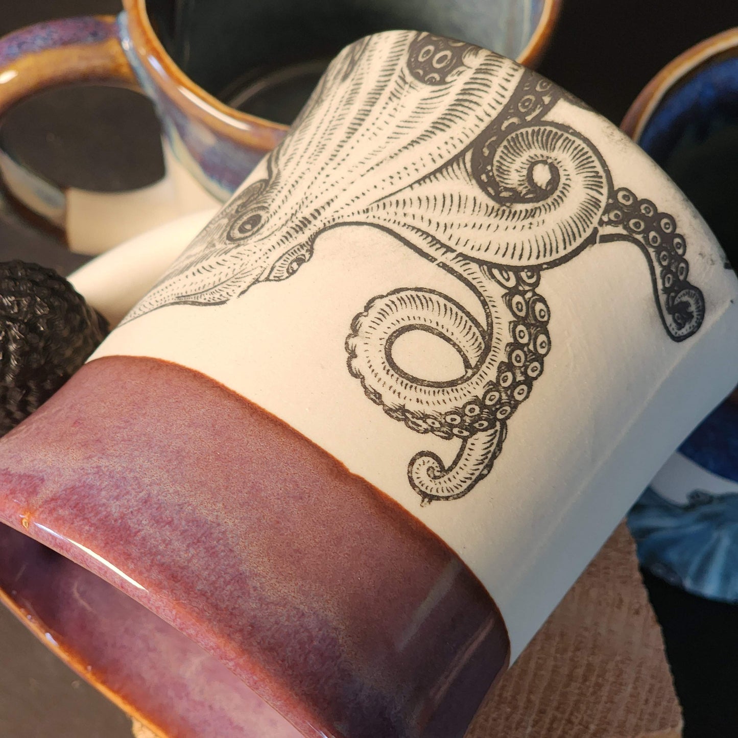 The Giant Pacific Octopus Mug: Made by Alex Shaffer, local artist, handmade in Roberts Creek