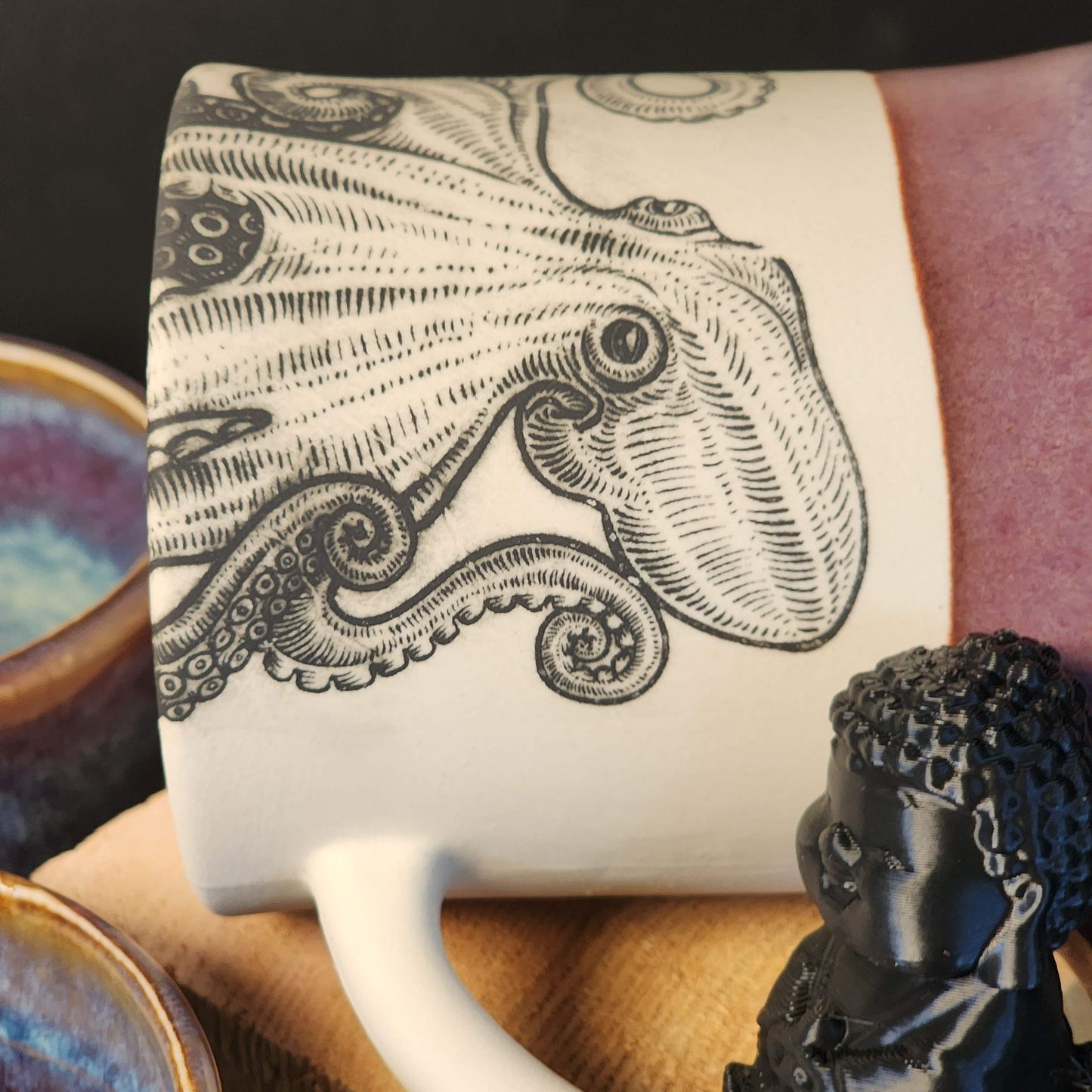 The Giant Pacific Octopus Mug: Made by Alex Shaffer, local artist, handmade in Roberts Creek