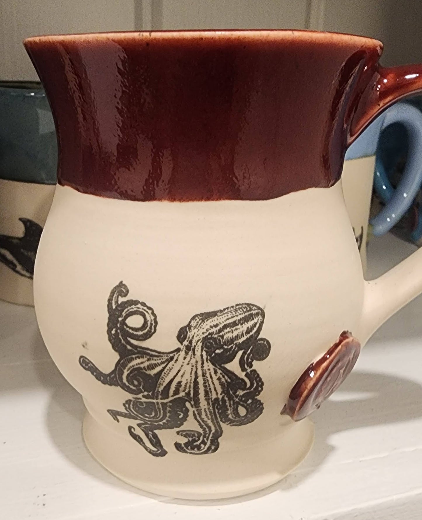 The Giant Pacific Octopus Mug: Made by Alex Shaffer, local artist, handmade in Roberts Creek